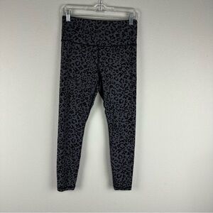 Athleta Gray Black Cheetah Elation High Rise Athletic Tights Size Medium Petite
